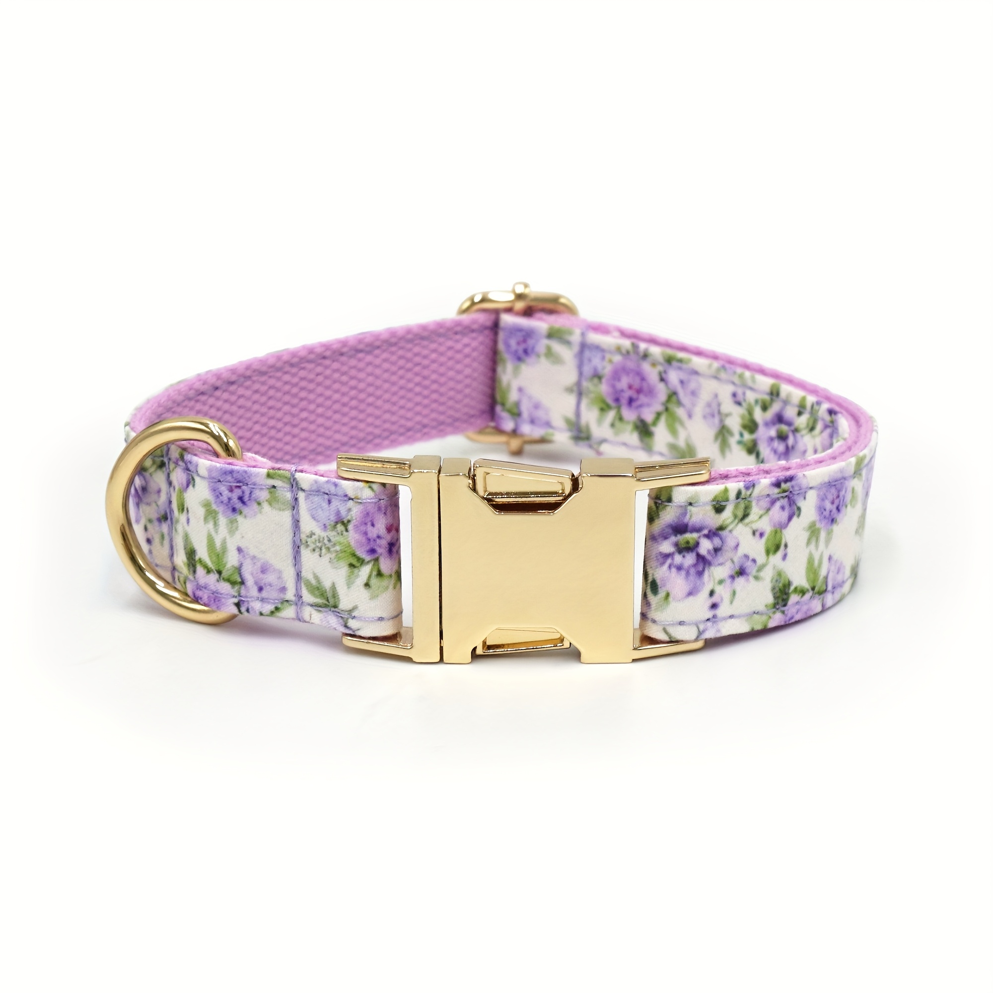 TEMU Fruit Print Dog Collar With Laser-engraved Personalization â Custom Name & Address, Durable Polyester Pet Collar For Dogs, Fit, Golden-tone