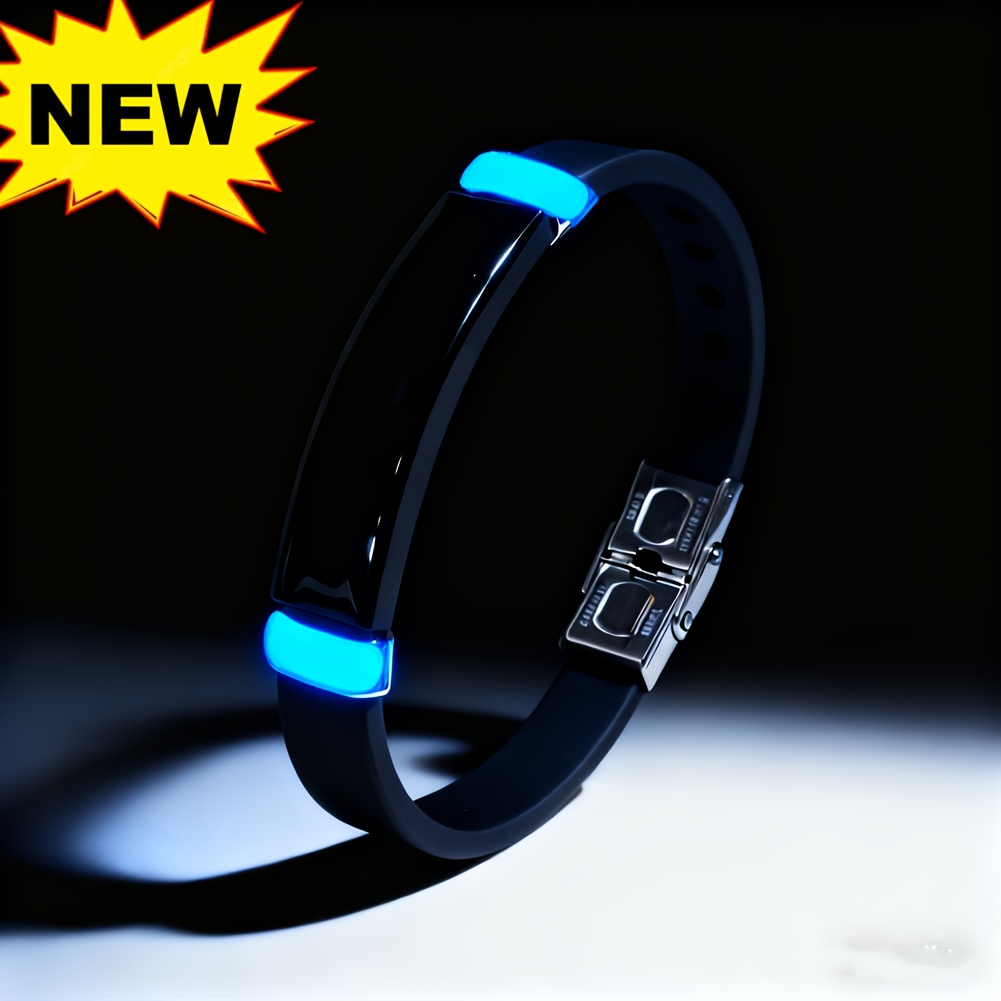 TEMU Funny Glow In The Id Bracelet For Men Women, Personalized Message Name Initial Engraved Silicone Wristband With , Customized Jewelry Gifts For
