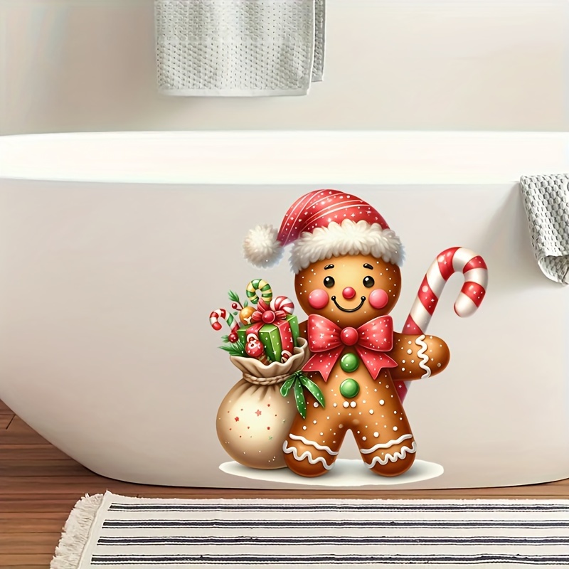 

1pc Cute Christmas Gingerbread For Man Self-adhesive Stickers - Walls, Toilet Seats And Tanks, , Decor, Christmas Decorations, Best For Christmas