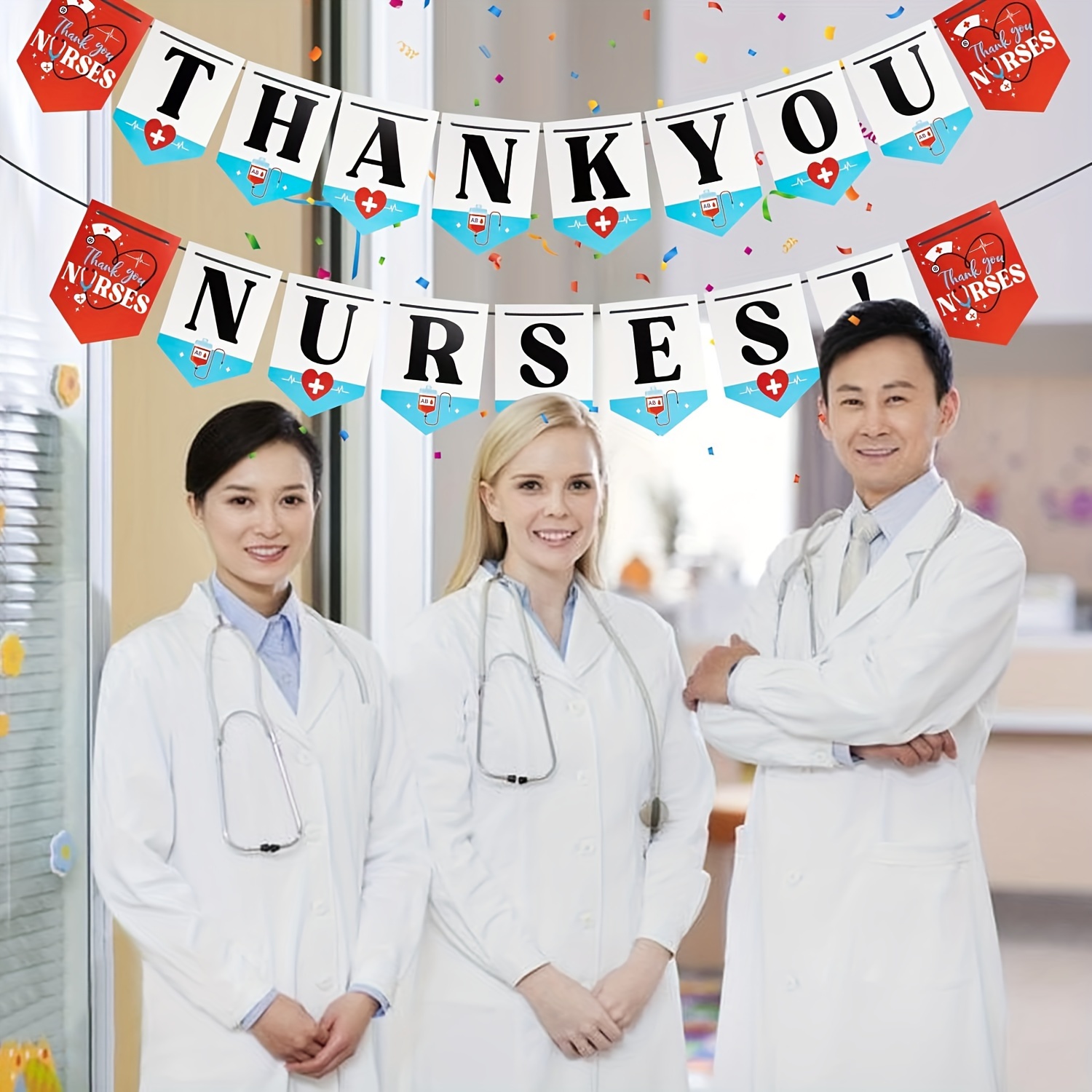 Sursurprise-Happy Nurses Week Banner, Nurse Week Decorations, Nurse Appreciation Party Supplies, Nurse Theme Party Decor