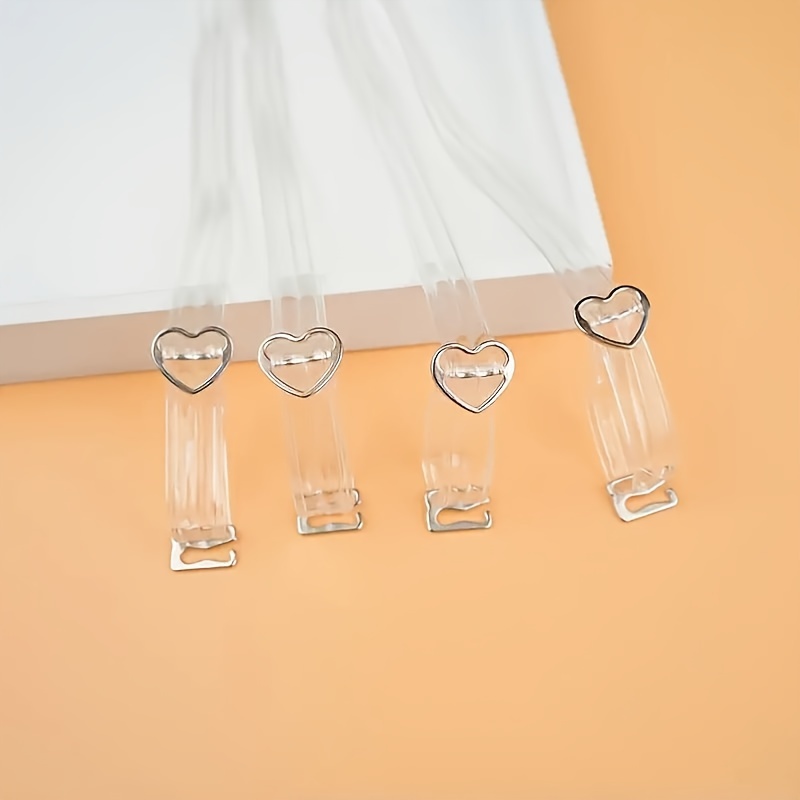 10pcs Invisible Adjustable TPU Bra Straps with Metal Clasps, Solid Color Non-Textile Bra Accessories for Women