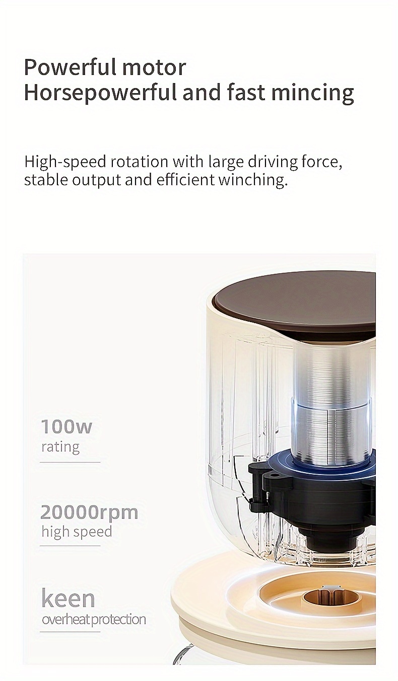 versatile wireless meat grinder usb rechargeable 600ml multi function food processor juicer ice crusher with 19000 rpm motor     for home kitchen   grinder for kitchen office food prep transparent kitchenware metal grinding blades Product details 10