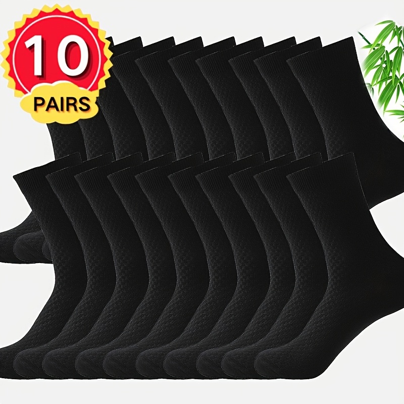 TEMU 10 Pairs Of Solid Color Men And Women Can Wear Light Luxury Loose And Comfortable Mid-length Socks, Bamboo Fiber Fabric Is Soft And Comfortable