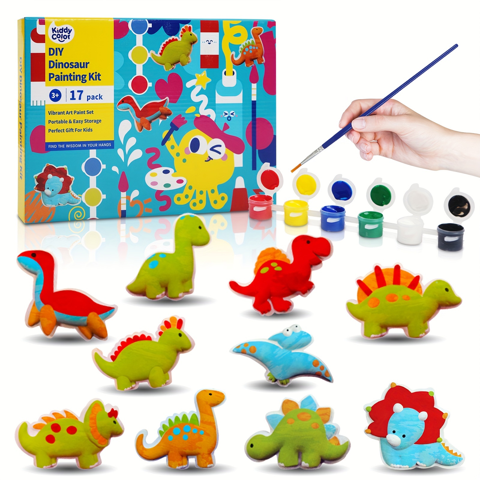 

Kiddycolor Arts & Crafts Plaster Painting Craft Kit Art Set - Decorate Your Dinosaurs And Create Your Own As A Gift