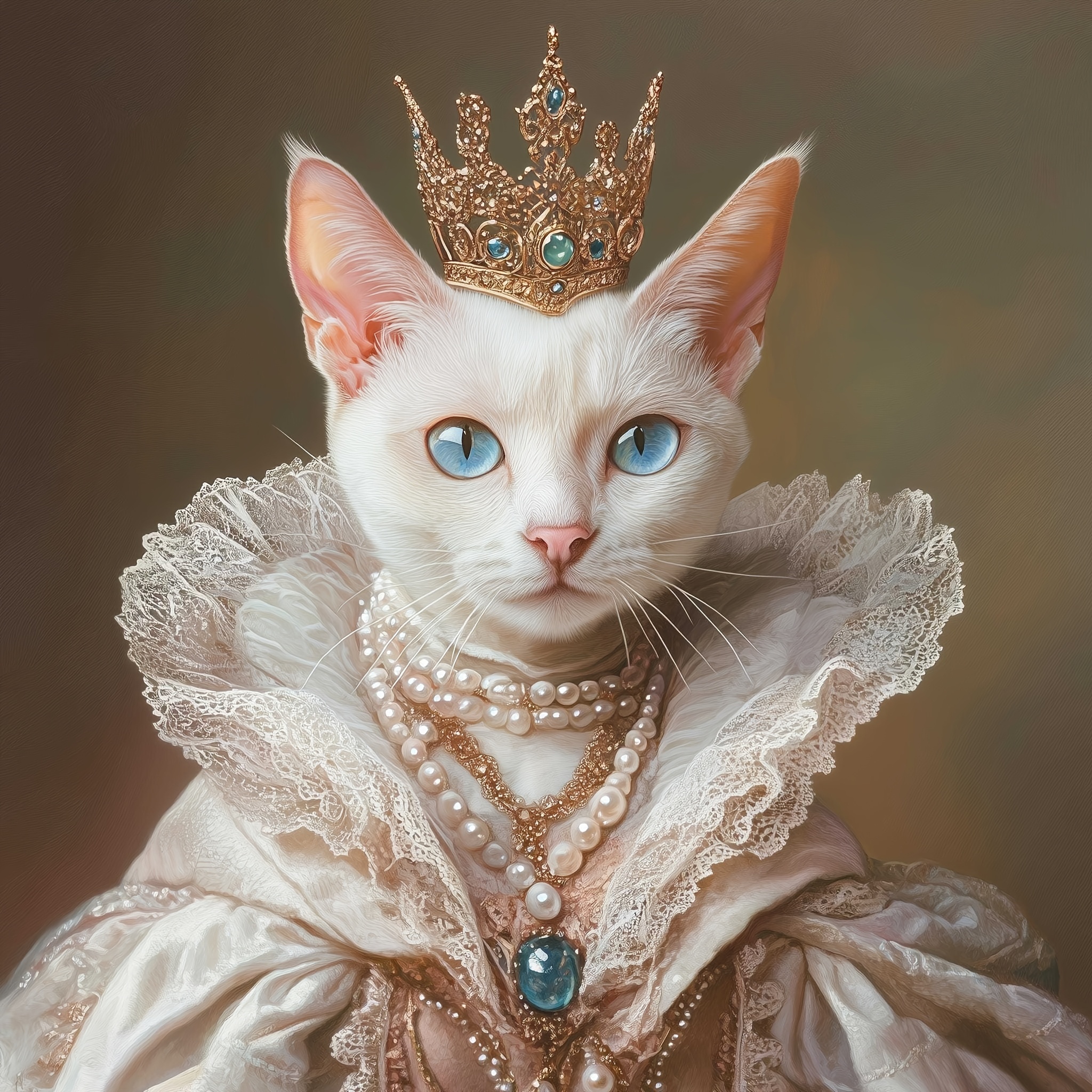 TEMU 2d Flat, 2d Flat, Customized Personalized Royal Pet Portrait Art Poster Renaissance Period Animal Portrait Canvas Painting King Queen Crown Pet