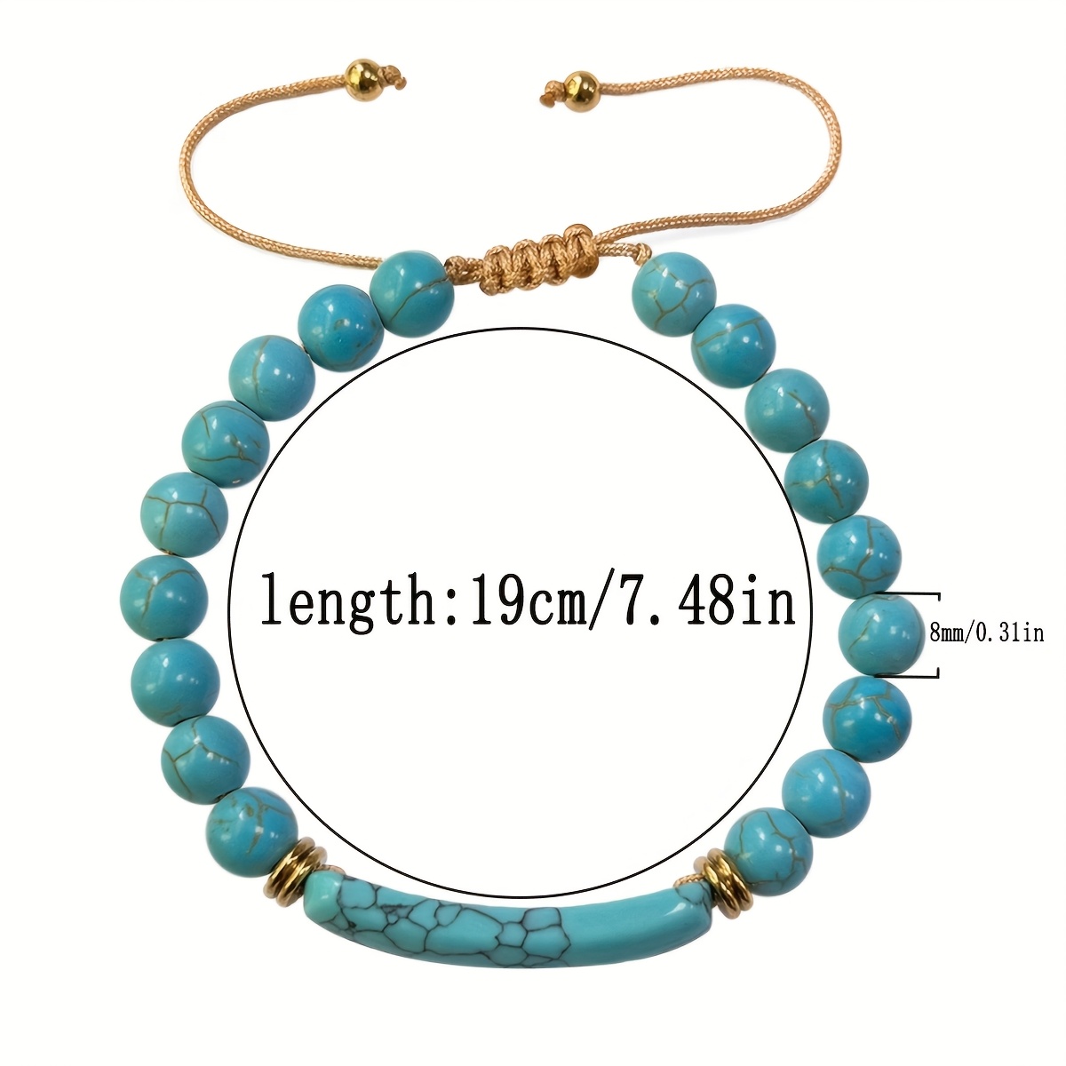 Courage & Confidence Blue Turquoise Bracelet, Bohemian Style