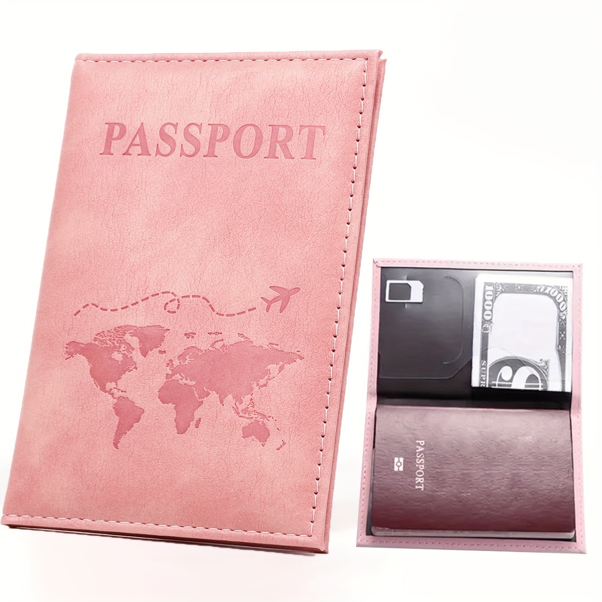 

1 Pc Solid Color Mini Clutch Passport Holder, Bifold Travel Wallet, Portable Cash Wallet For Outdoor Trip