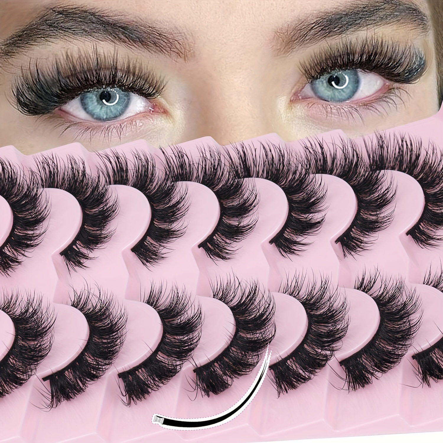 

Cat Eye Fluffy Cluster False Eyelashes 7 Pairs Set - Extra Thick C/d 16-18mm, Comfortable & Reusable Faux Mink Lashes For Beginners & Makeup Enthusiasts