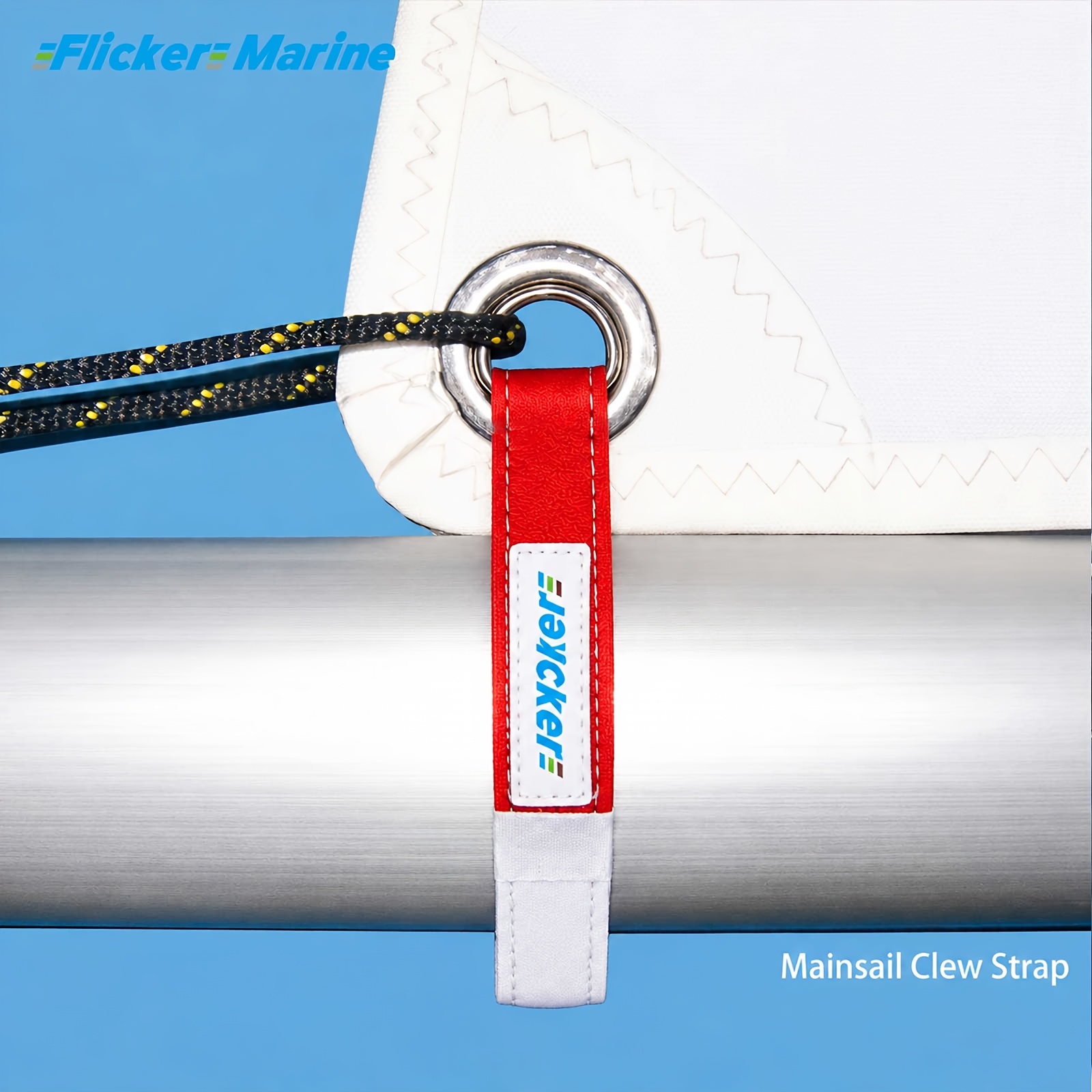 Flicker Multicolor Mainsail Clew Strap for Sailboats