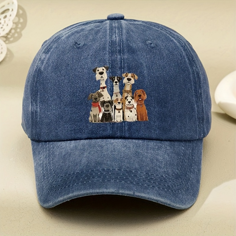 

A Group Of Dogs Print Washed Hats To Make Hats Ladies Retro Trade Baseball Caps Explosions Soft-topped Sun Hats