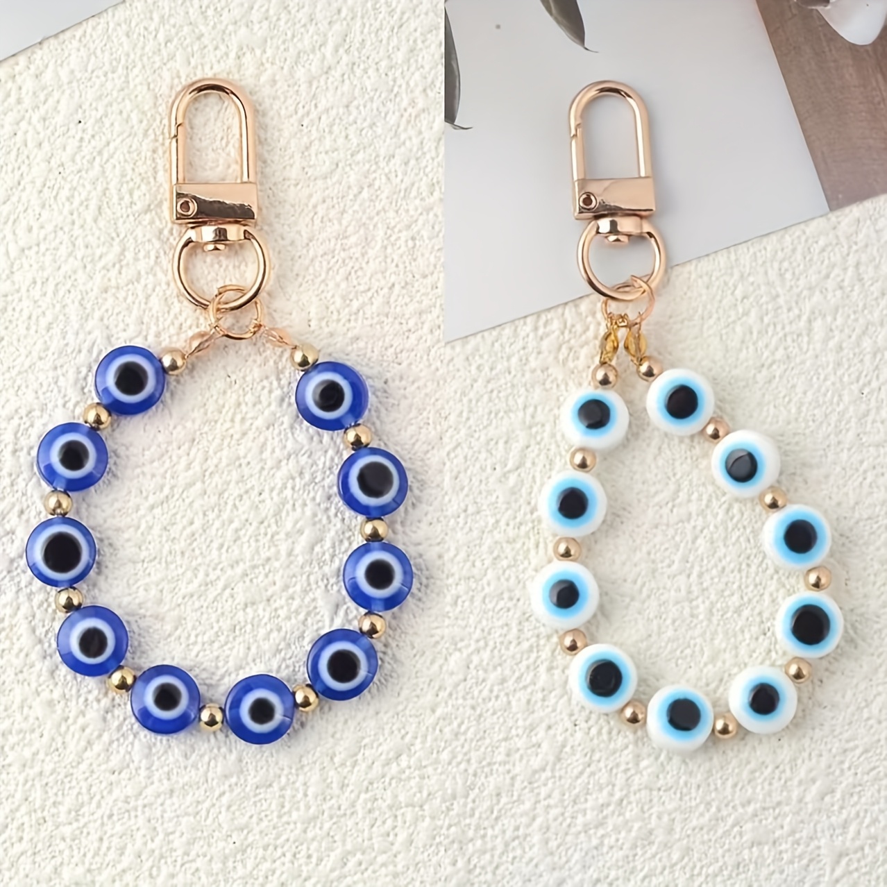 Image of 2pcs Evil Eye Keychains - Round Plastic Pendants For Bags & Gifts, Perfect For Ramadan Celebrations,halloween,christmas