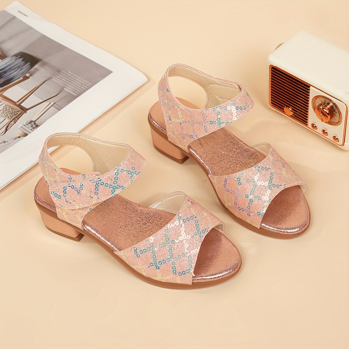 Glitter Low Heel Sandals For Girls Hessimy Little Kids Girls Dress