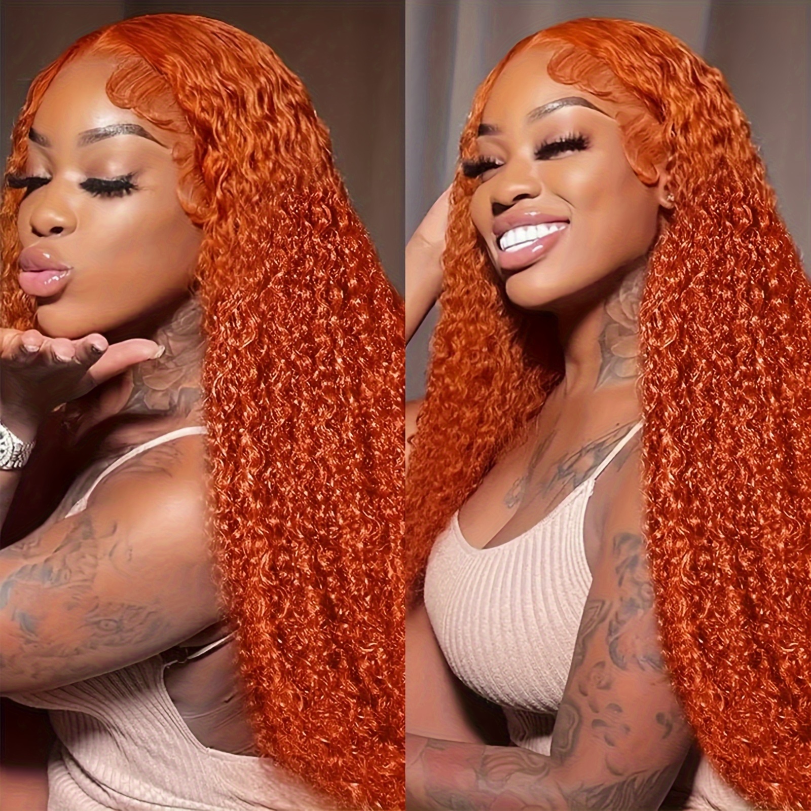 

Synthetic 13x4 Deep Wave Orange Ginger Lace Front Wig Orange Lace Frontal Wig Ginger Orange Curly Lace Frontal Wig