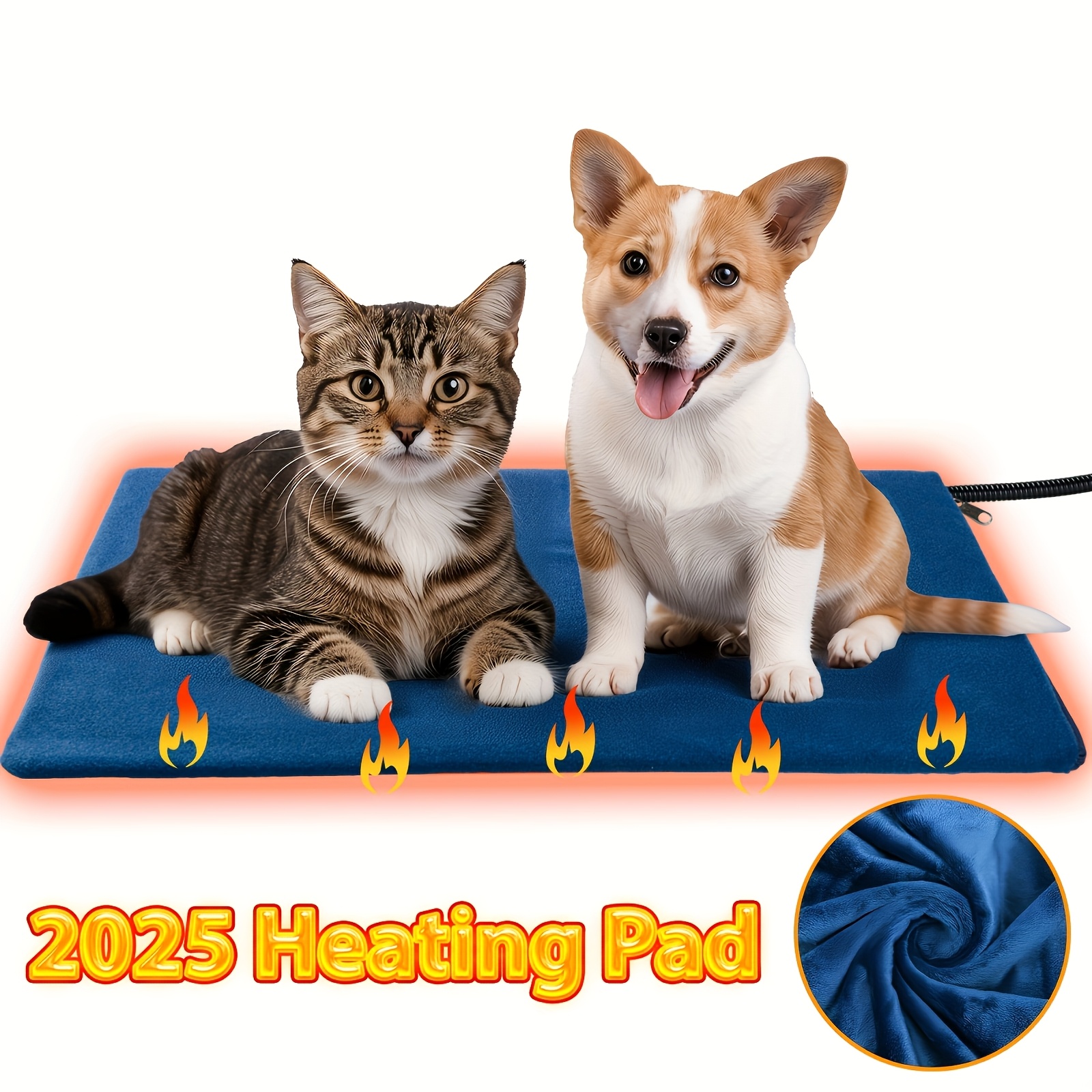 TEMU Tapis Chauffant pour Animaux, 6 Températures Réglables, Minuterie, Câble Résistant aux Morsures, Tapis Électrique Chauffant pour Chiens et Chats