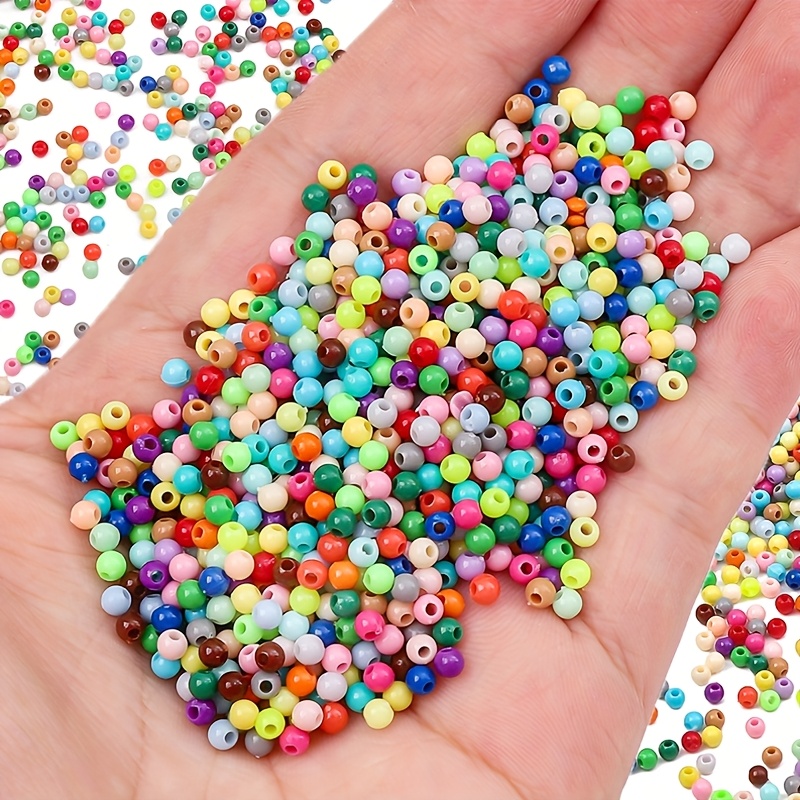 

500pcs 4mm Acrylic Solid Color Round Loose Beads For Diy Handmade Beading Bracelet Necklace Material Accessories