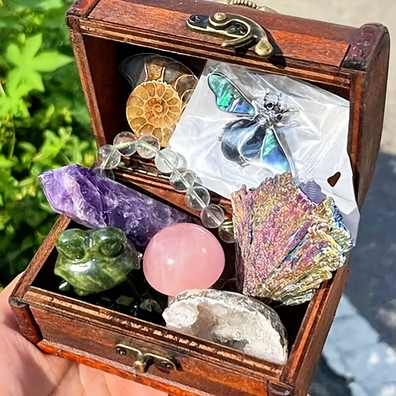 Image of Box - Bohemian Style Towers, Balls & Carvings Suitable For Home/office Decor, Jewelry Making Gift For Mother's Day, Birthdays, Holidays - Crystal Specimen Display With Decorations
