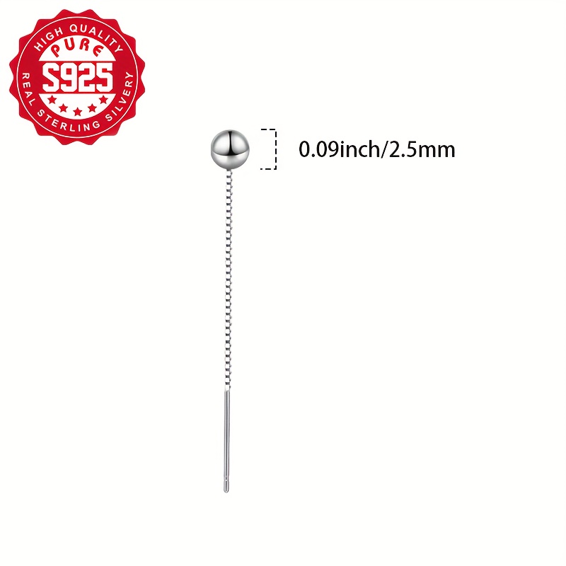 A Pair, S925 Silver, Small Bead Ear Line, Multiple Specifications, Tassel-shaped, Temperament Fashion, Elegant, Suitable For , Popular Additions, Ear Hole Maintenance, Daily Versatile, Low Allergy