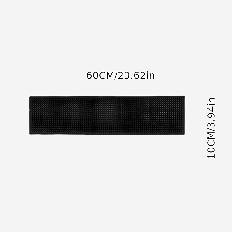 TEMU 1pc Long Rectangular Pvc Strip Mat, Classic Solid Black Version, Non Slip, Drainable, Heat Resistant Pvc Strip Type Spill Proof Mat, For Kitchen