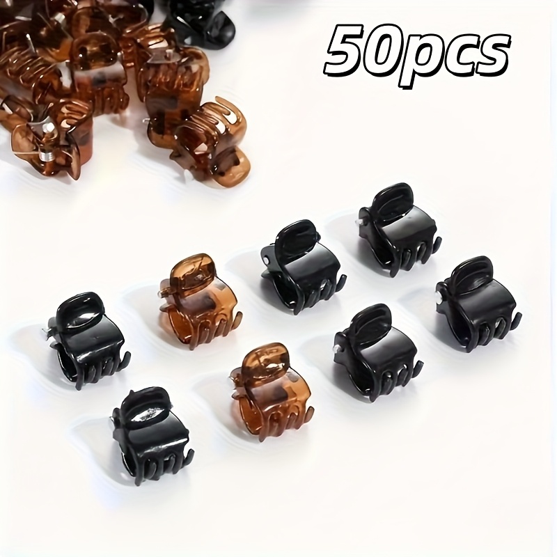 E-shop 50 Mini-Haarspangen in Schwarz und Kaffee-Farben - Haarspangen mit starkem Griff und geometrischem Muster, geeignet für den täglichen Weg zur
