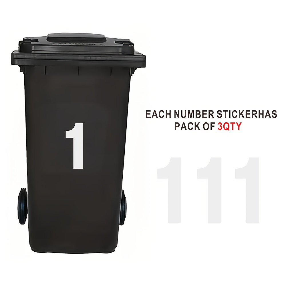 E-shop 3 Stück Große 7-Zoll (17,78 cm) Schwerlast Selbstreflektierende Nummernaufkleber - Leuchtend Grün/Schwarz Mülleimer-Etiketten, Wasserdichte
