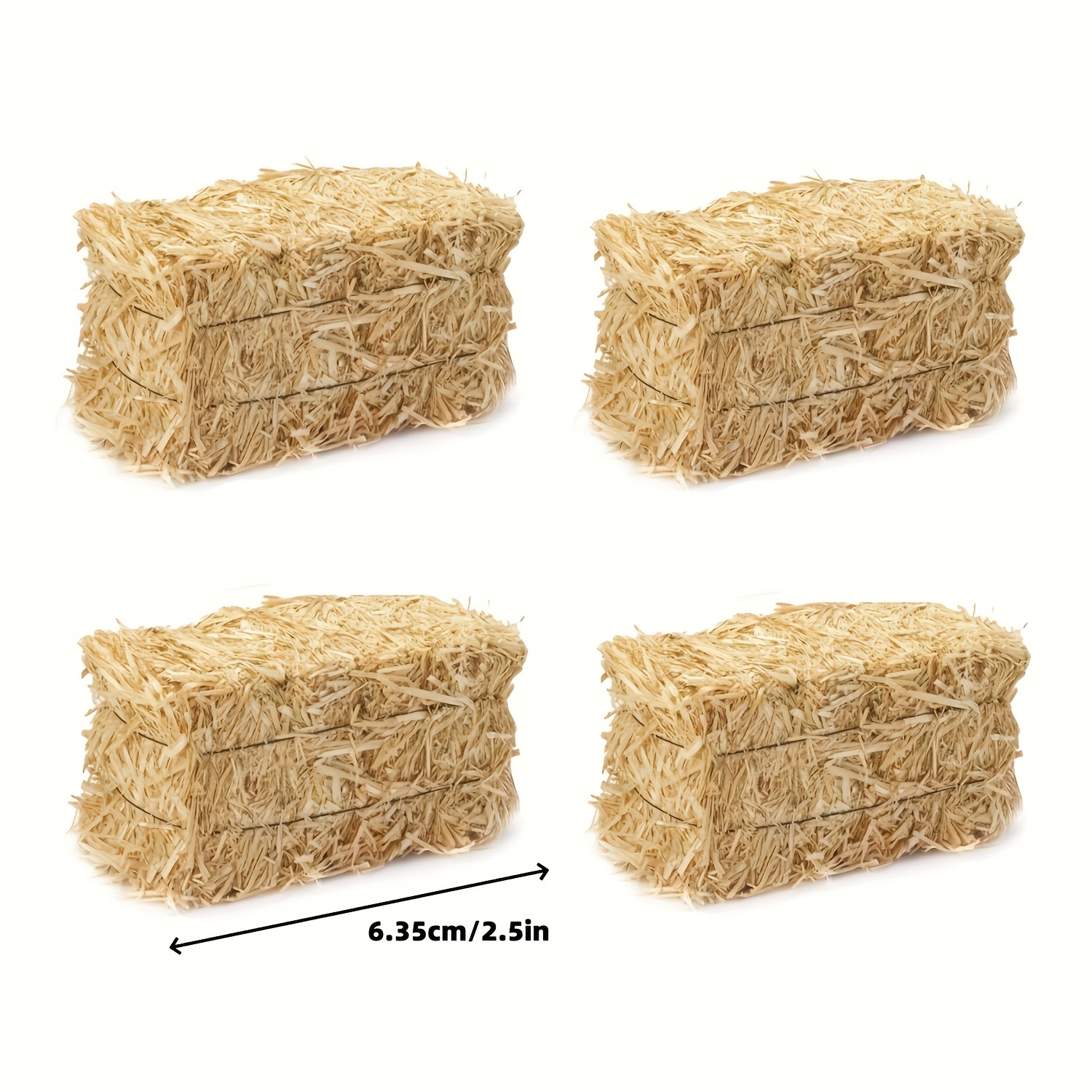 TEMU 4 Mini Faisceaux de Foin Pe-Simulés - Décor Réaliste, Convient pour les Scènes de Noël et Saisonnières, Piles de Foin Artificielles Multicolores