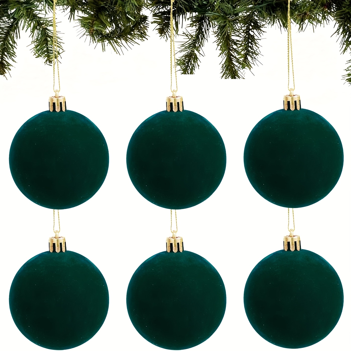 Image of 6pcs Xmas Tree Balls For Party, Hanging Velvet Ball Ornaments, Flocked Christmas Hanging Ornaments Xmas Tree Velvet Balls For Craft Projects Wedding Christmas Decor