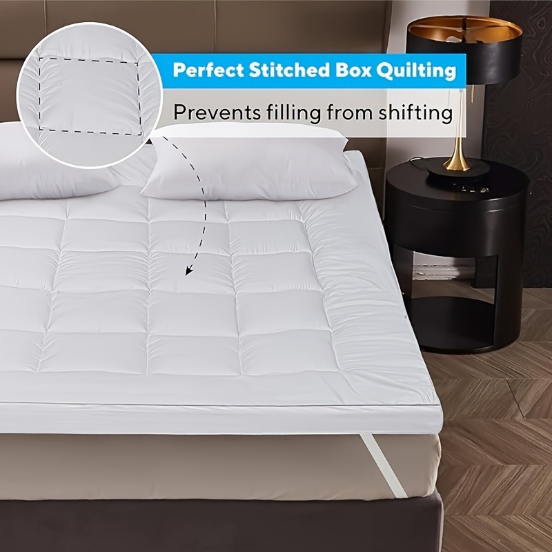 10cm Single/Double/King Size Mattress Protector - Hotel Quality Soft, Comfortable, Breathable, and Quilted Design, Microfiber Mattress Cover - Easy to Install with Shoulder Straps, Hypoallergenic, Washable