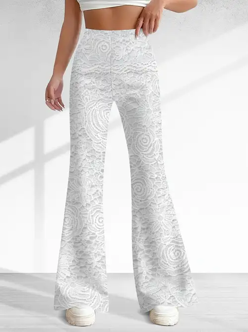 2D Printed, Textureless, Women'S * Lace High-Waisted Flared Pants, Designed to Enhance The Peach * Tighten The Abdomen, Shape The Body, Long And * Fit, Elegant And * Breathable And Opaque, Machine ... 2D Printed, Textureless, Women'S * Lace High-Waisted Flared Pants, Designed to Enhance The Peach * Tighten The Abdomen, Shape The Body, Long And * Fit, Elegant And * Breathable And Opaque, Machine ...
