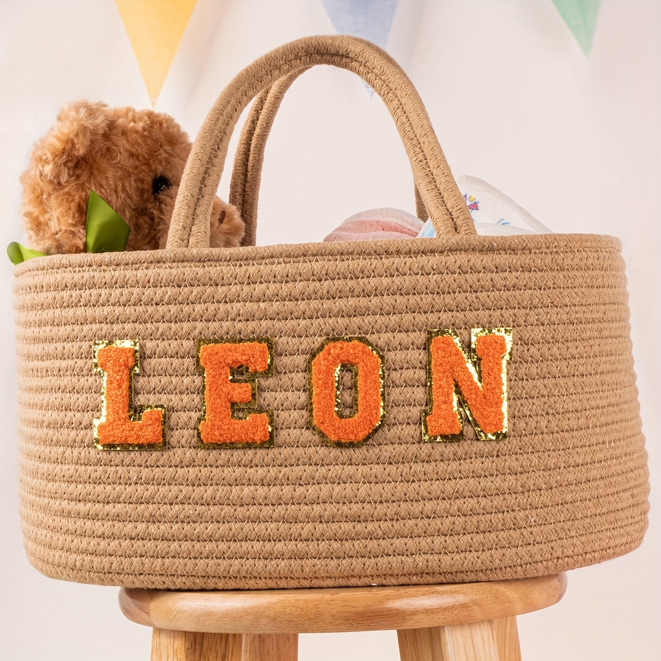Pure Handmade Custom Basket with English Name Alphabet Template