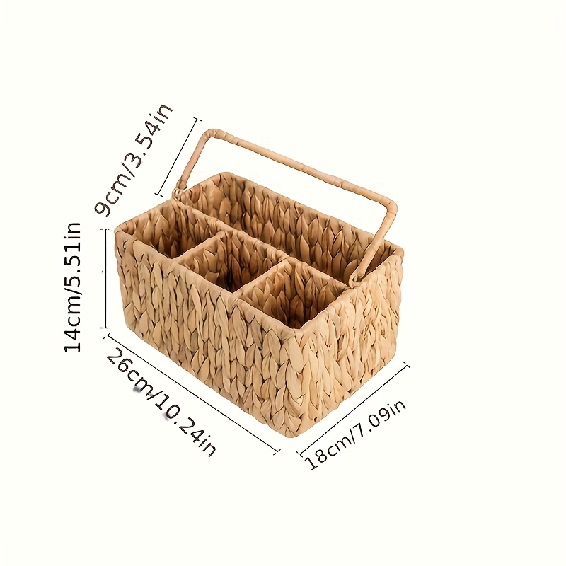 1pc Bohemian Wicker Storage Basket - Multi-use Organizer For Kitchen, Office, Bedroom | Durable Natural Material, Decorative Home Storage Solution, Shelf Baskets