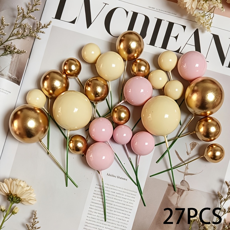 TEMU 11/27pcs Multicolor Mixed Spherical Ornaments, Red And Golden Colors Enhance Festive Atmosphere, Beige Adds Gentle Texture, Suitable For