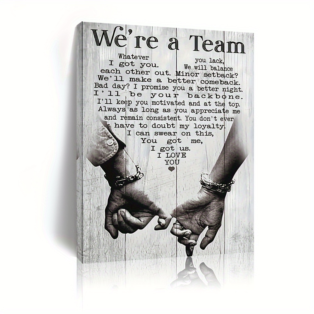 

1pc Wooden Framed Canvas Painting We're A Team Whatever You Lack I Got You We Will Balance Each Other Out Canvas Posters Wall Art Bedroom Office Room Decor Out Of The Box
