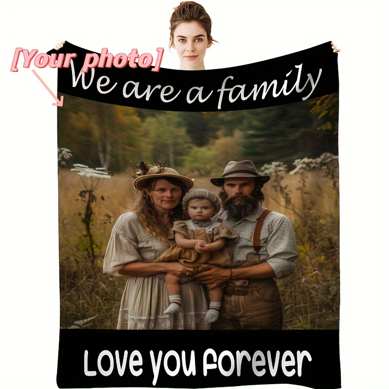 

1pc Custom Blanket Photo Custom Blanket Photo Blanket Personalized Custom Gift Blanket Family Photo Custom Soft Flannel Sofa Blanket