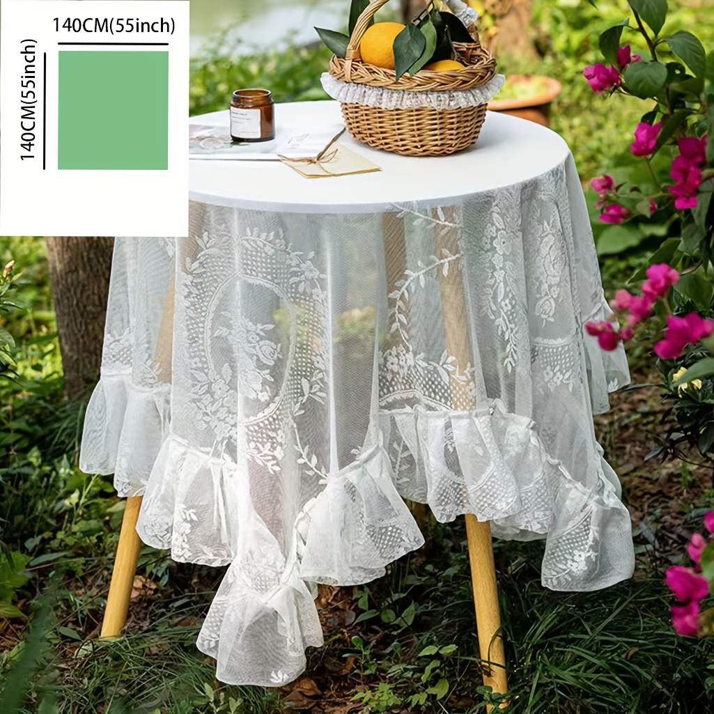 1pc French Retro Lace Tablecloth, Round And Rectangular Dining Table, Coffee Table Tablecloth, Light Luxury , Literary And Artistic Cover Towel.