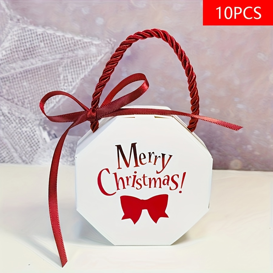 Image of 10pcs Christmas Hot Stamping Packaging Box New Year Cute Santa Claus Gift Box Holiday Party. Perfect For Wedding Favors, Parties And Celebrations