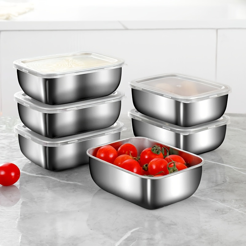 

4pcs Stainless Steel Food Storage Container Set With - Reusable, For Meal Prep, Lunch & Outdoor Picnics