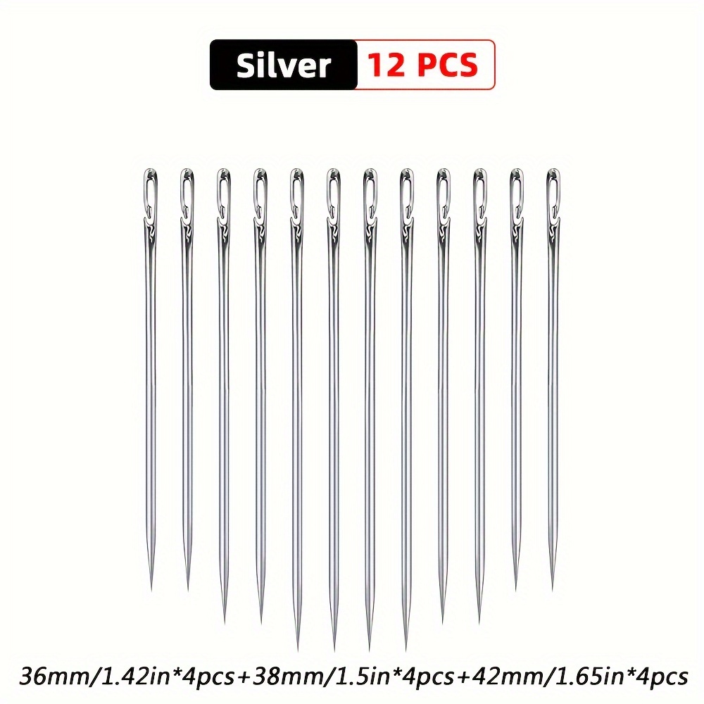 12pcs Self Threading Needles With Side Opening, Hand Sewing