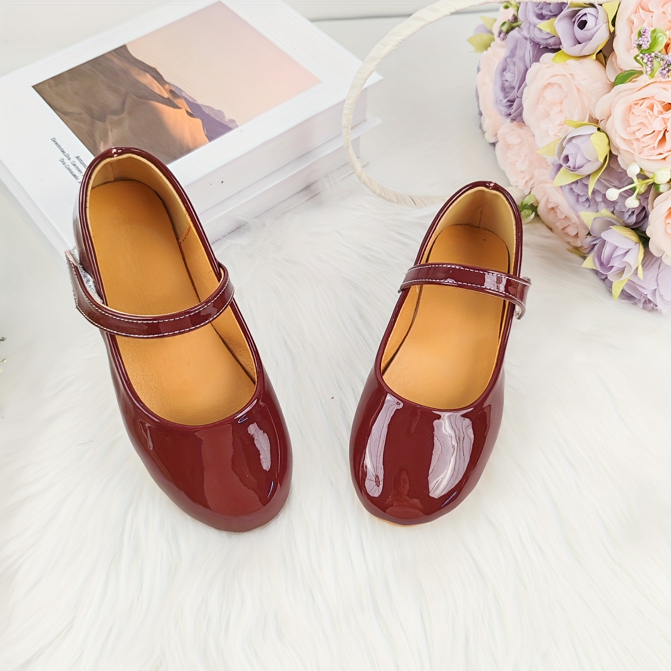 girls' burgundy princess shoes adjustable closure Temu Mauritius