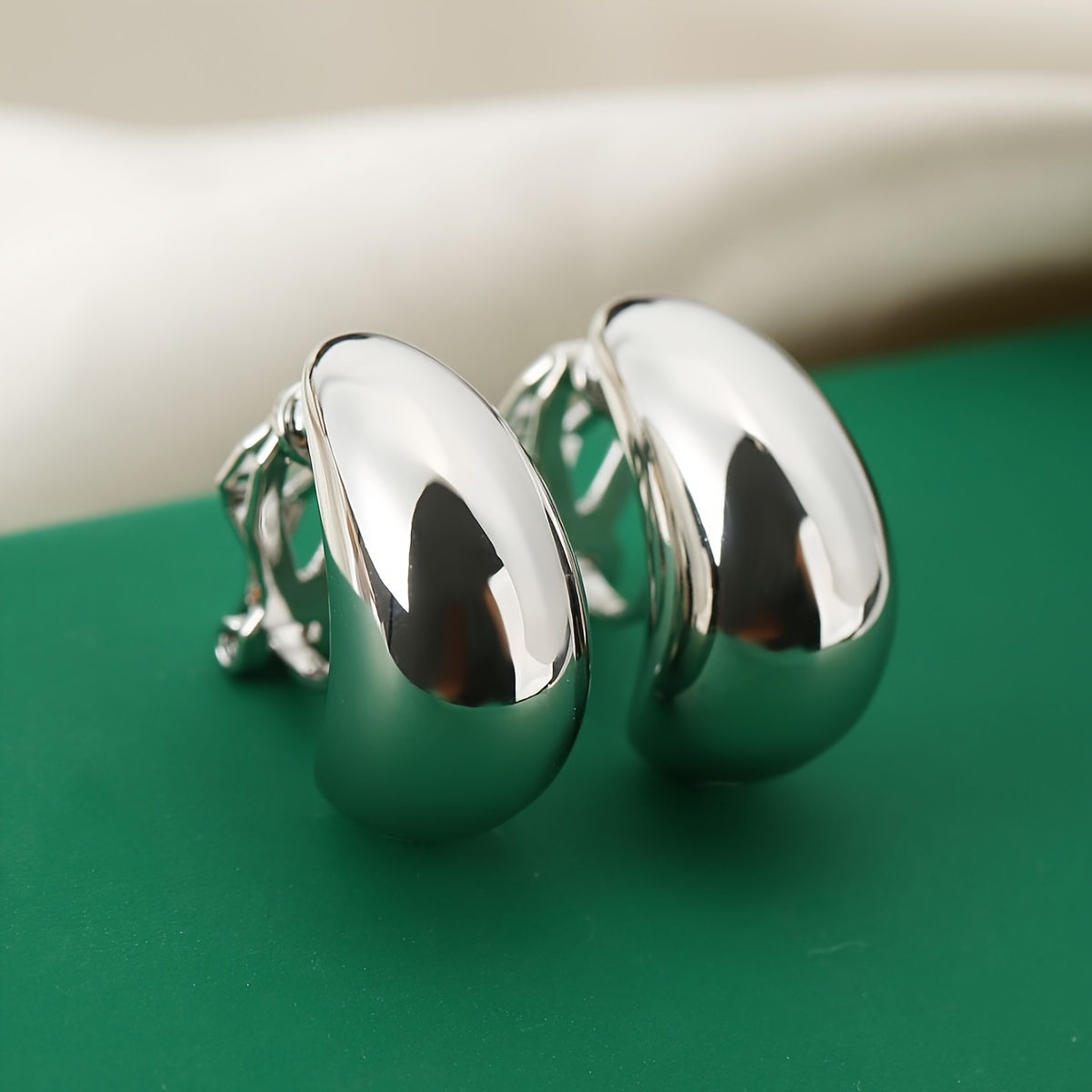 French Light Water Drop Shape Ear Clip Earrings