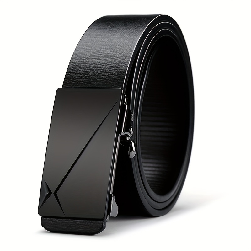 Men's Leather Automatic Buckle Belt Minimalist Durable Metal