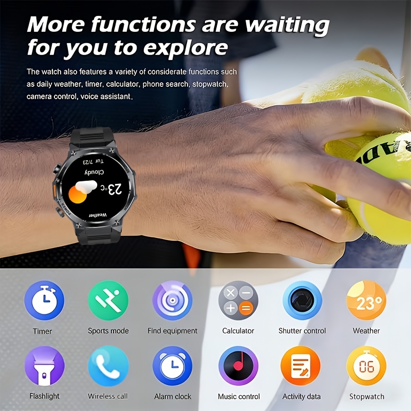 Smartwatch with LED Flashlight & 800mAh Battery