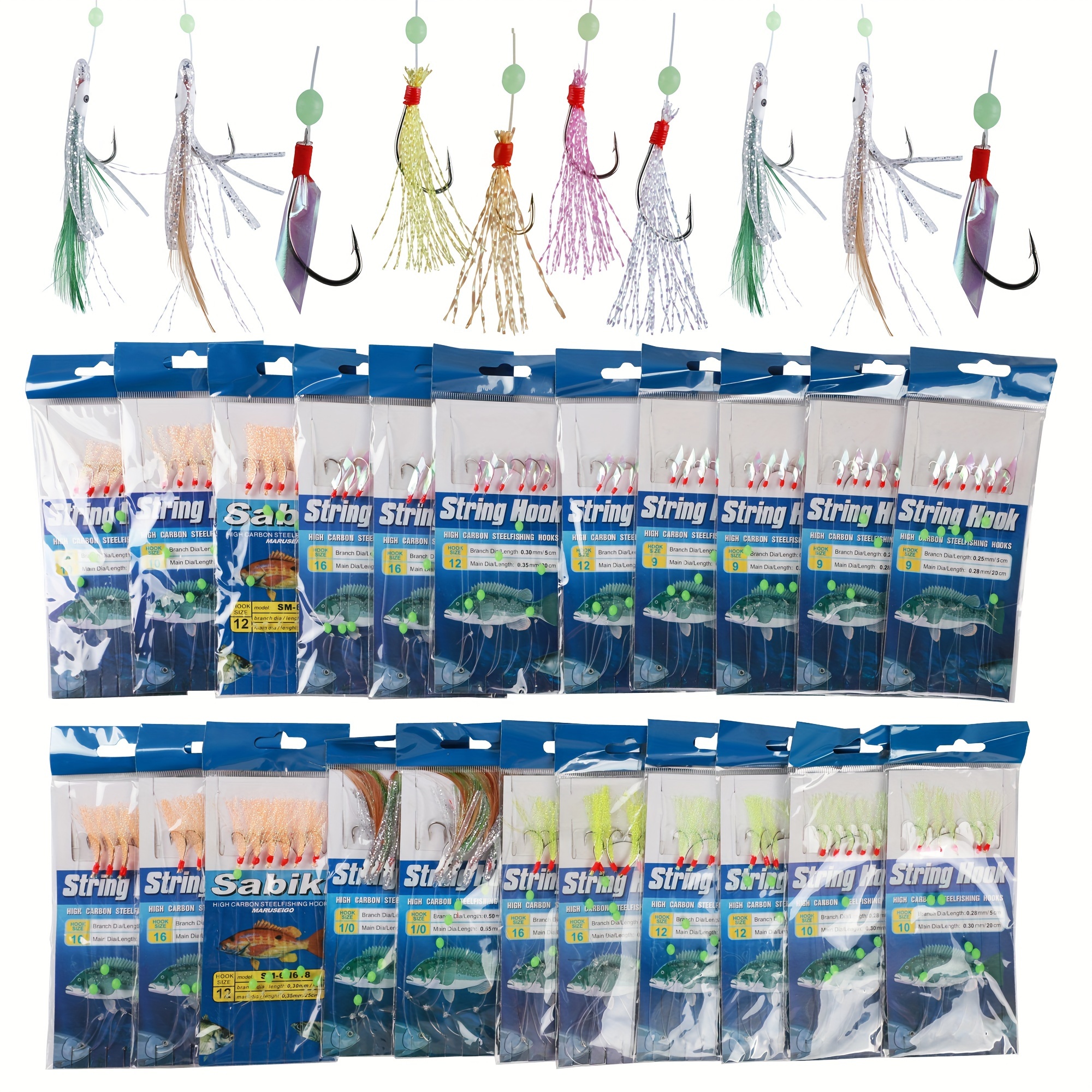 

22 Bag Fishing Bait Rigs Set, Luminous String Hook, Fishing Tackle For Freshwater And Saltwater