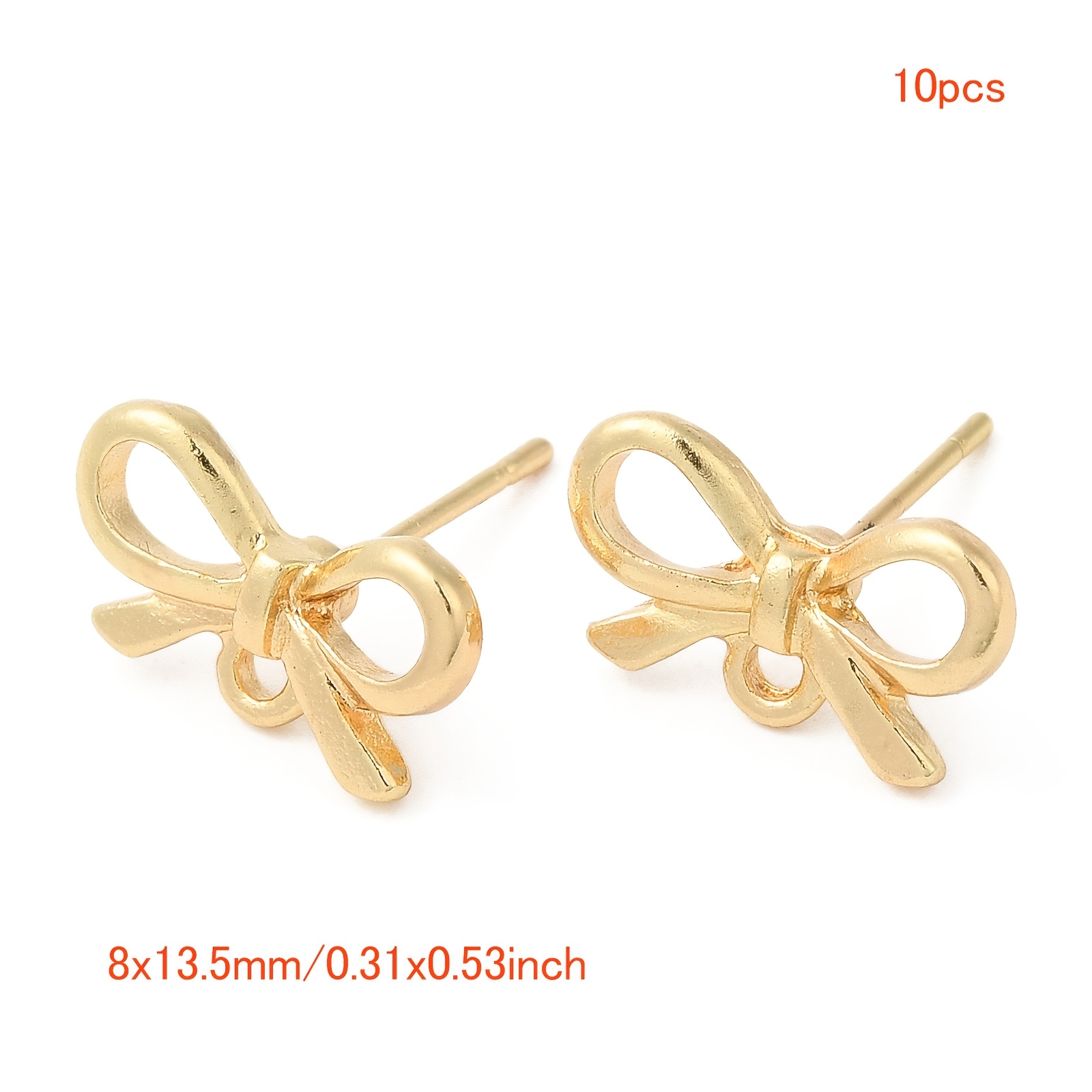 TEMU 10 piezas de dijes de aleación con , con alfiler de acero inoxidable 304, dorado , 8X13.5 mm, orificio: 1.4 mm, tapón y accesorios para aretes