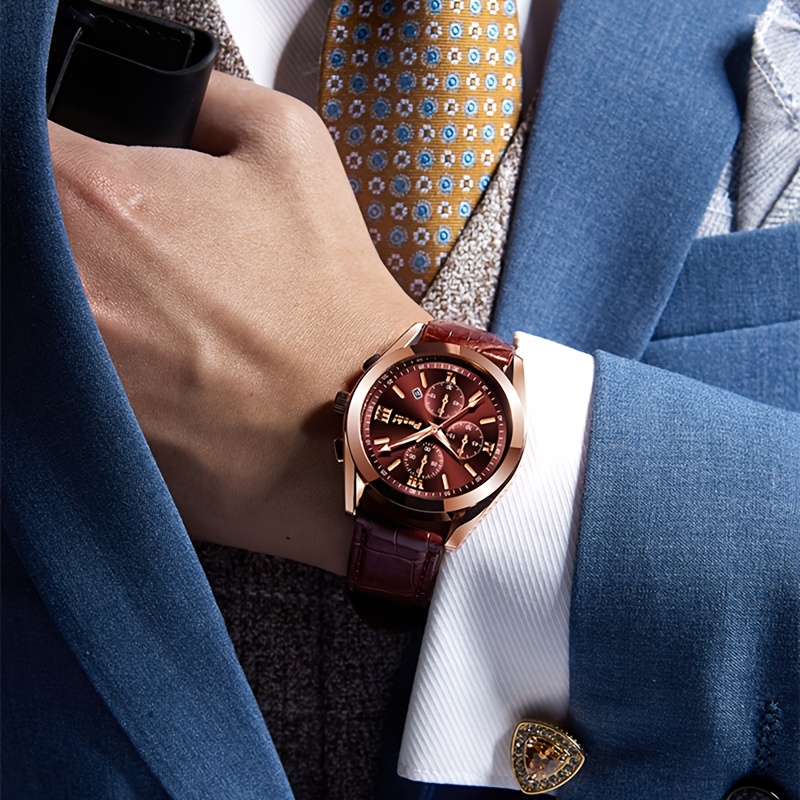 Unisex Quartz Watch with PU Strap, Multifunctional Design