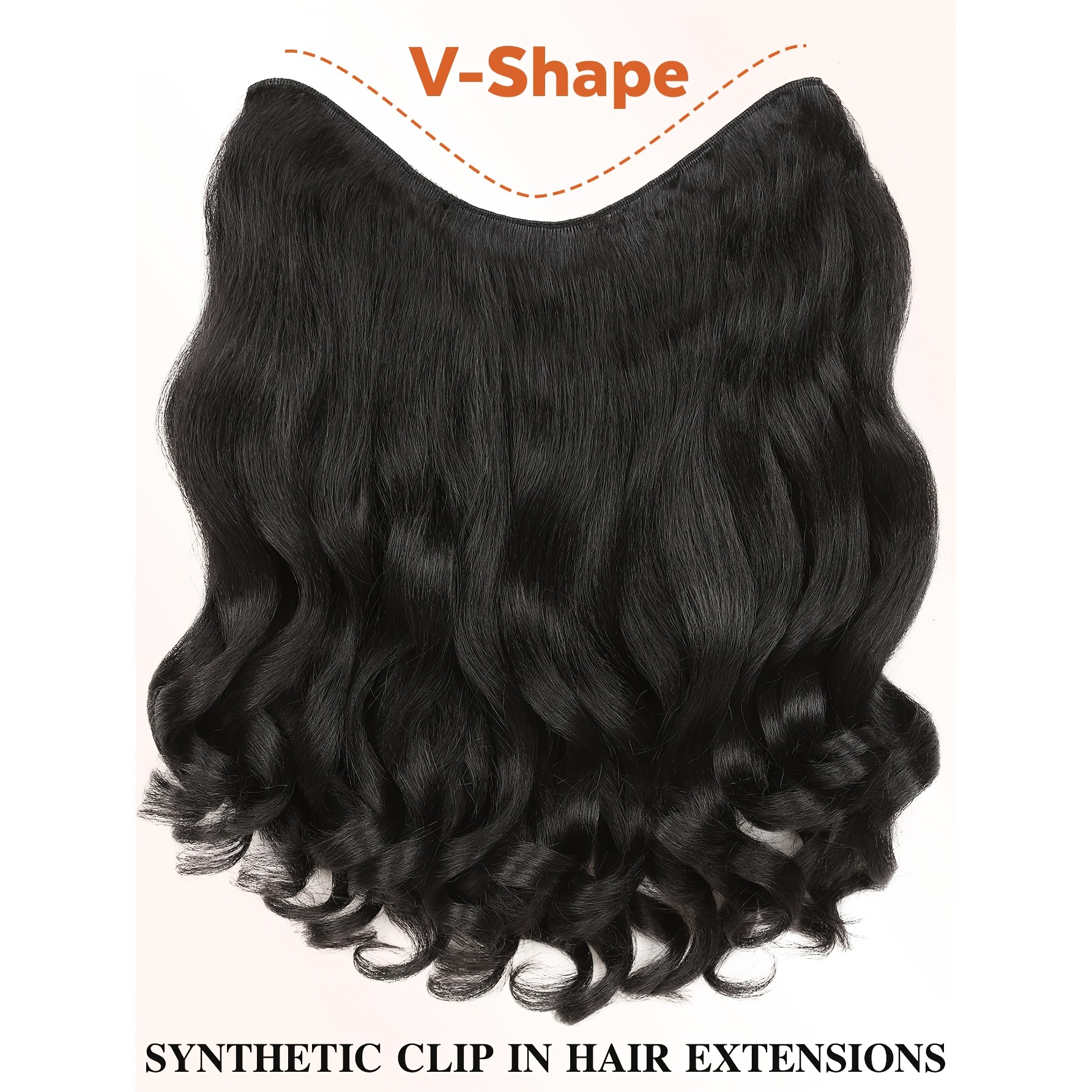 TEMU Curly V-shaped Clip In Hair Extensions Black 14 Inch Hair Pieces For Women Clip Ins Clip On Hair Extensions For Women