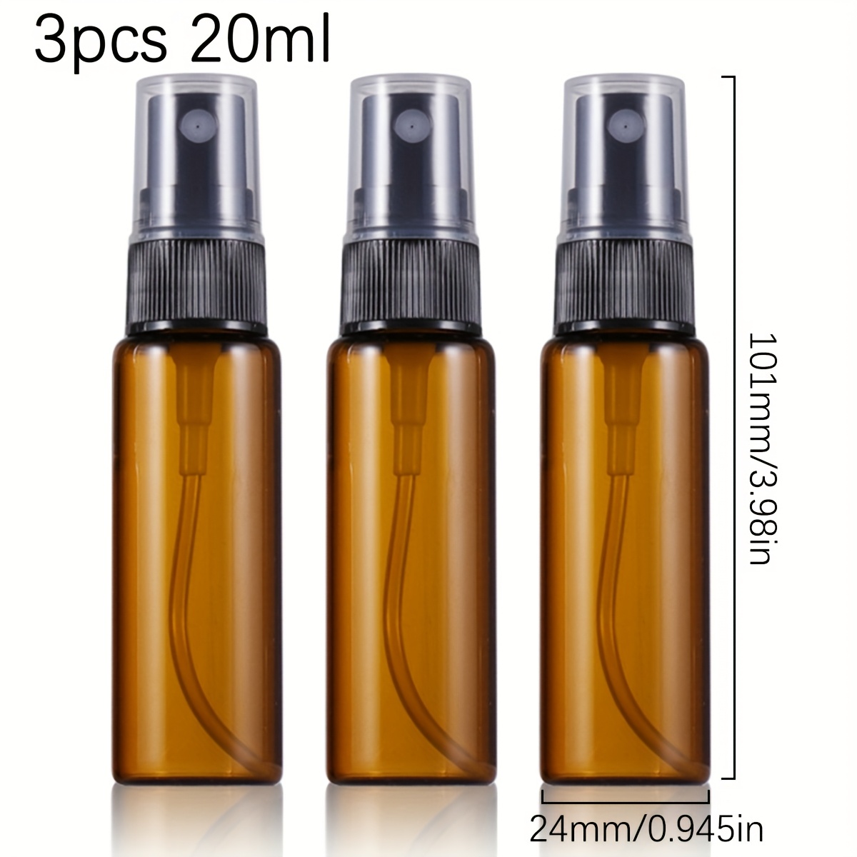 E-shop 3 Stück Amber Glas Sprayflaschen - 5ml, 10ml, 15ml - Unparfümiert, PVC-, Ideal für Parfüm, Kosmetik und Probentests, Kosmetikverpackung |
