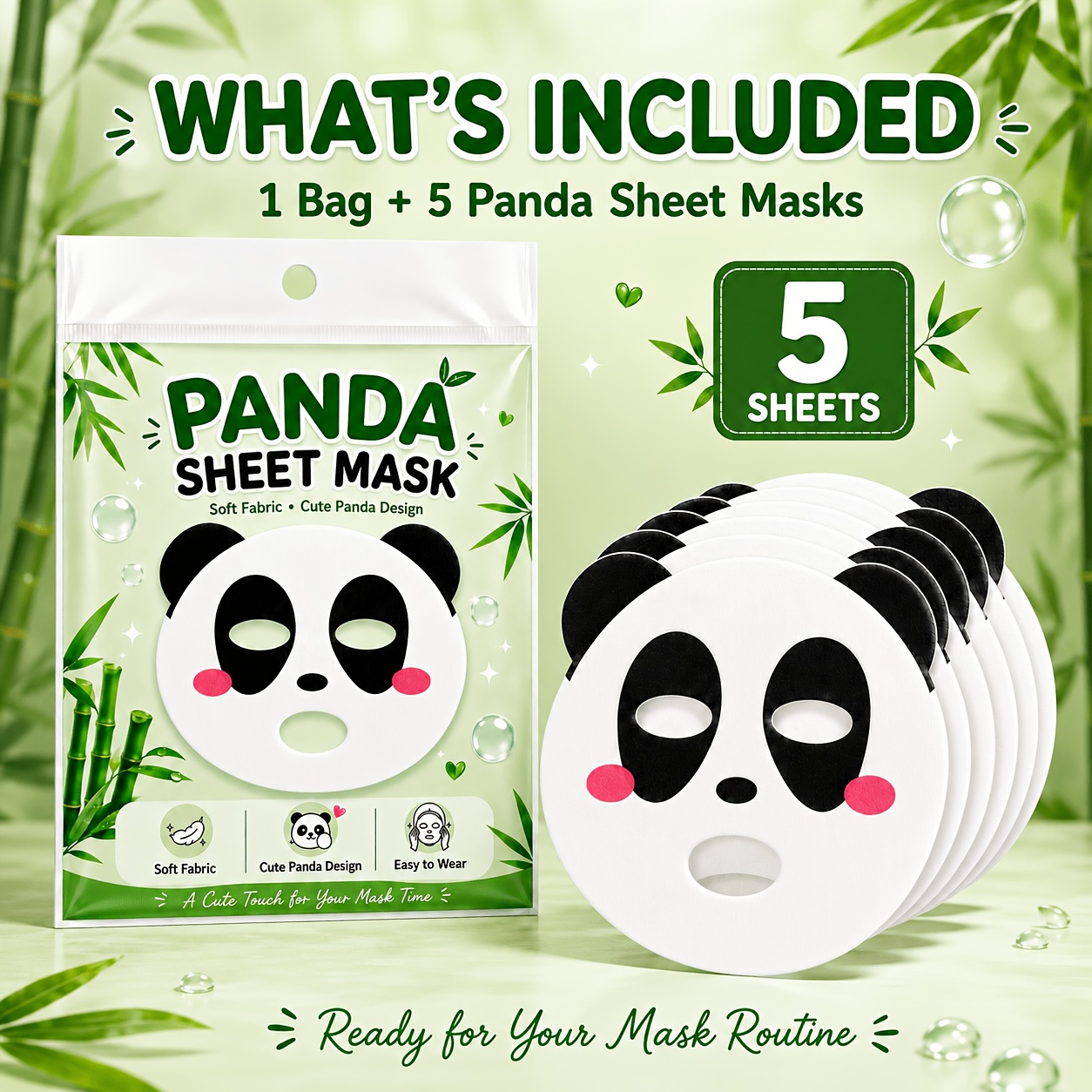 TEMU 5 Sheets Cute Panda Face Patches, Cartoon-themed Face Patches For A Fun Skincare Routine. Soft Face Patches Are Perfect For A Spa Day And Some