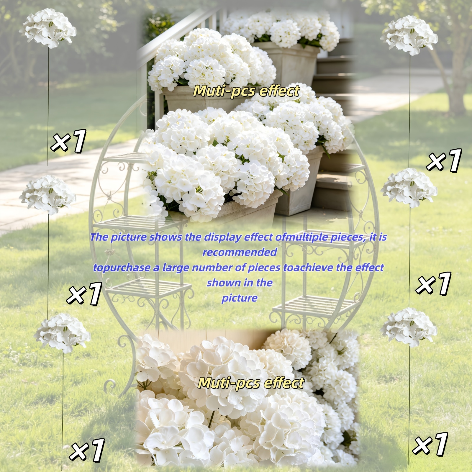TEMU 6pcs Large Premium New Realistic White Hydrangea Bouquet, Maintenance-free Greenery With Flowers, Wedding Engagement Graduation Birthday Party