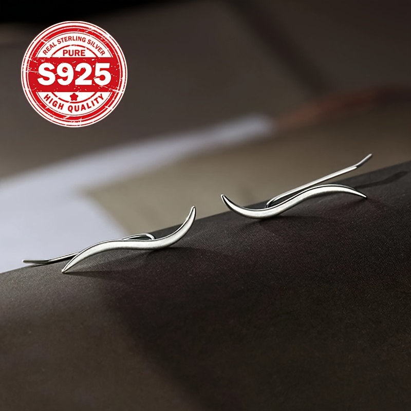 1 pair s925   line ear hooks minimalist sporty design   daily wear fitness ideal gift for women fitness accessories sporty earrings s925 silver earrings for Product details 6
