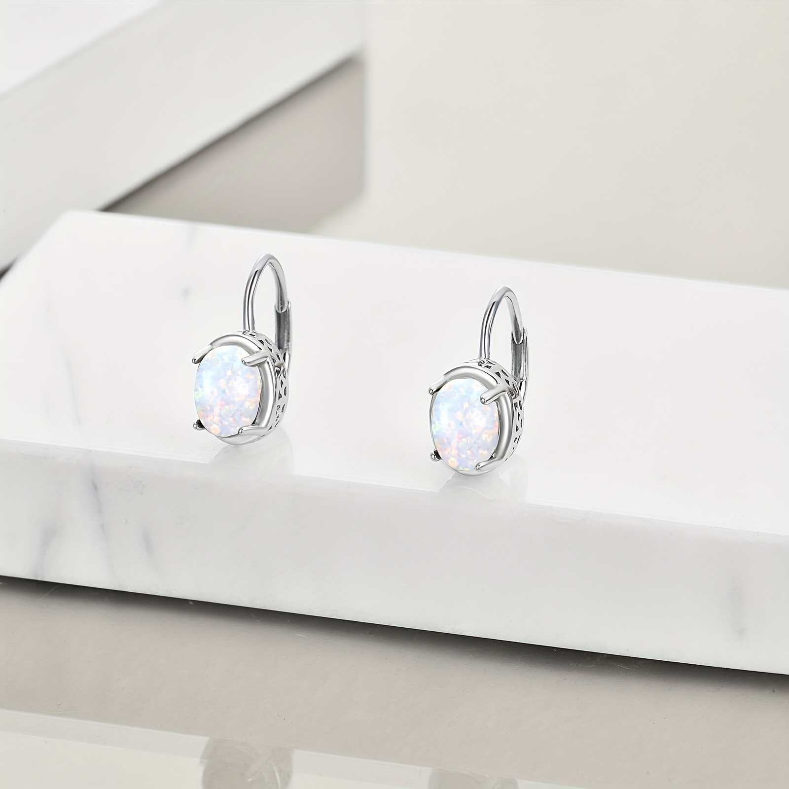 yfn 925 sterling silvery opal earrings for women Product details 1